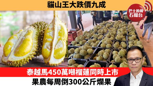 盧永雄「時事快評」貓山王大跌價九成，泰越馬450萬噸榴蓮同時上市，果農每周倒300公斤爛果。  26年8月15日
