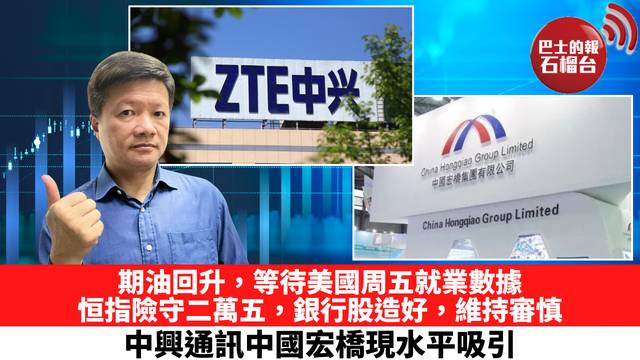 期油回升，等待美國周五就業數據，恒指險守二萬五，銀行股造好，維持審慎，中興通訊中國宏橋現水平吸引。 9月3日